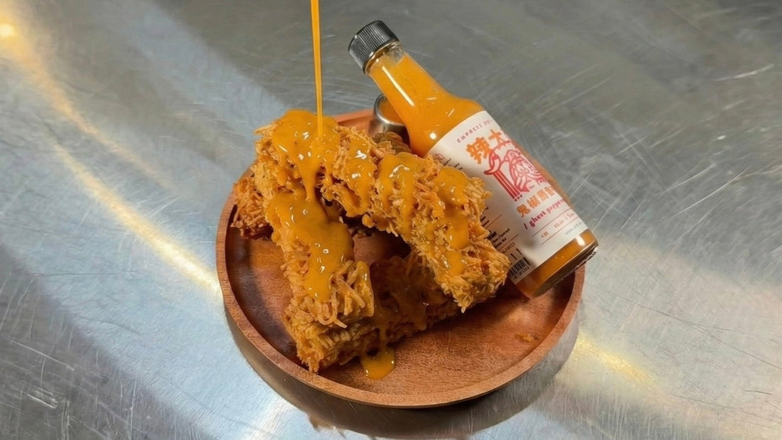 Taro Hashbrowns with Empress Ghost Pepper Maqaw Honey Mustard