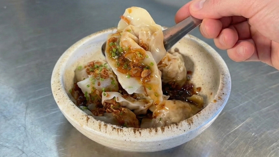 Empress Smoky Hibiscus Hot sauce meets Pork Dumplings with fried shallots