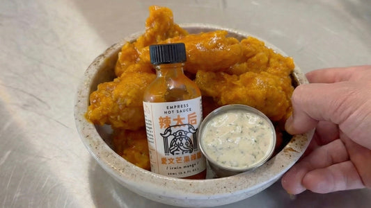 Empress Hot Sauce Mango Wings with Coriander Ranch
